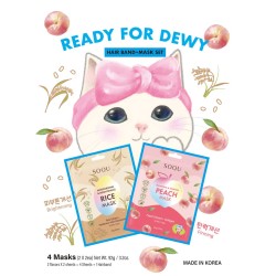 SOQU READY FOR DEWY HAIRBAND+MASK SET (HAIRBAND+RICE 2sheets +PEACH 2sheets)